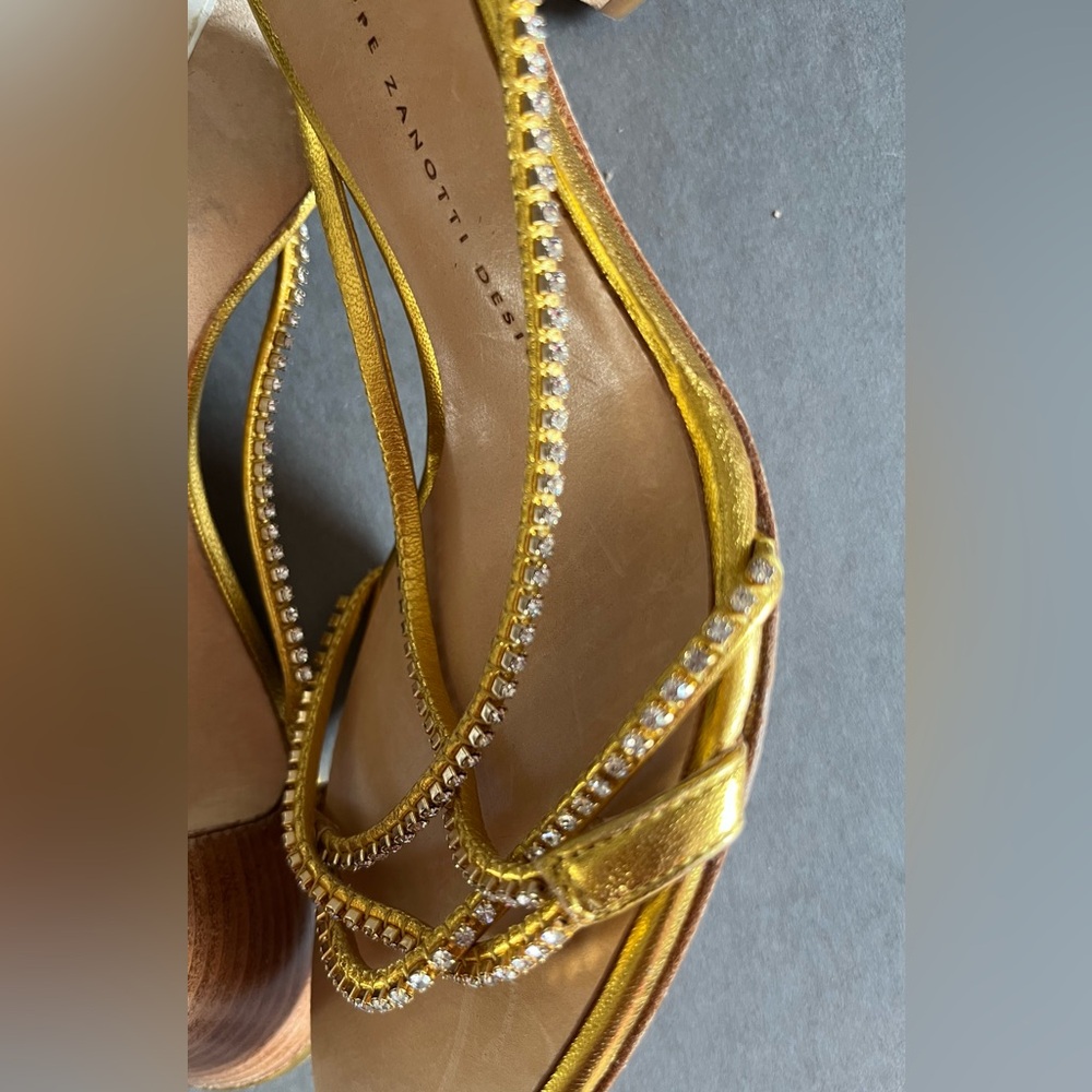 Giuseppe Zanotti Gold Embellished Heels - Picture 2 of 11